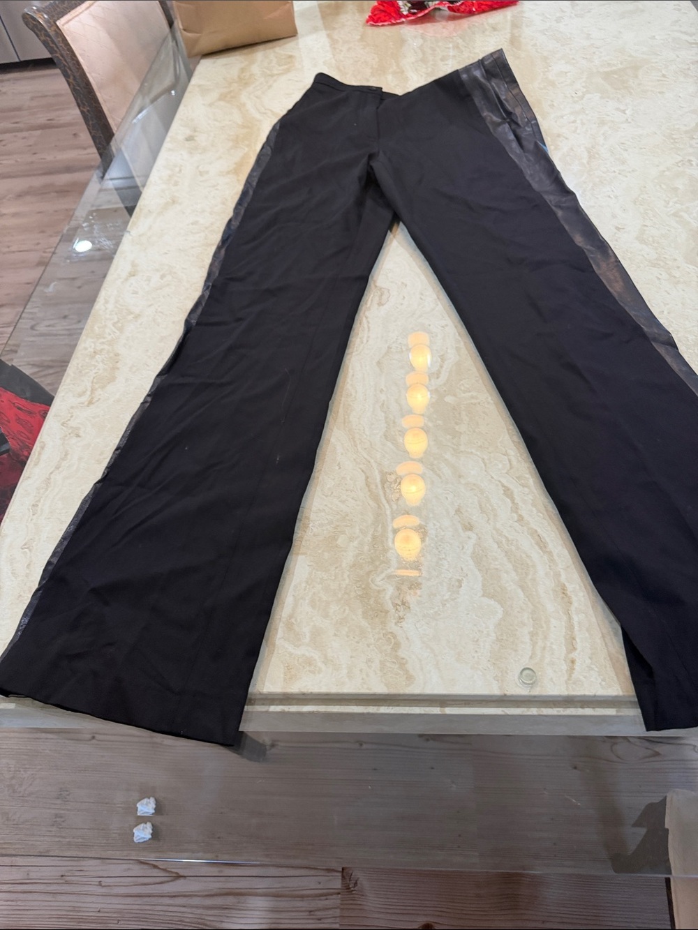 Women’s flare-Leg Pants with leather Side Stripe